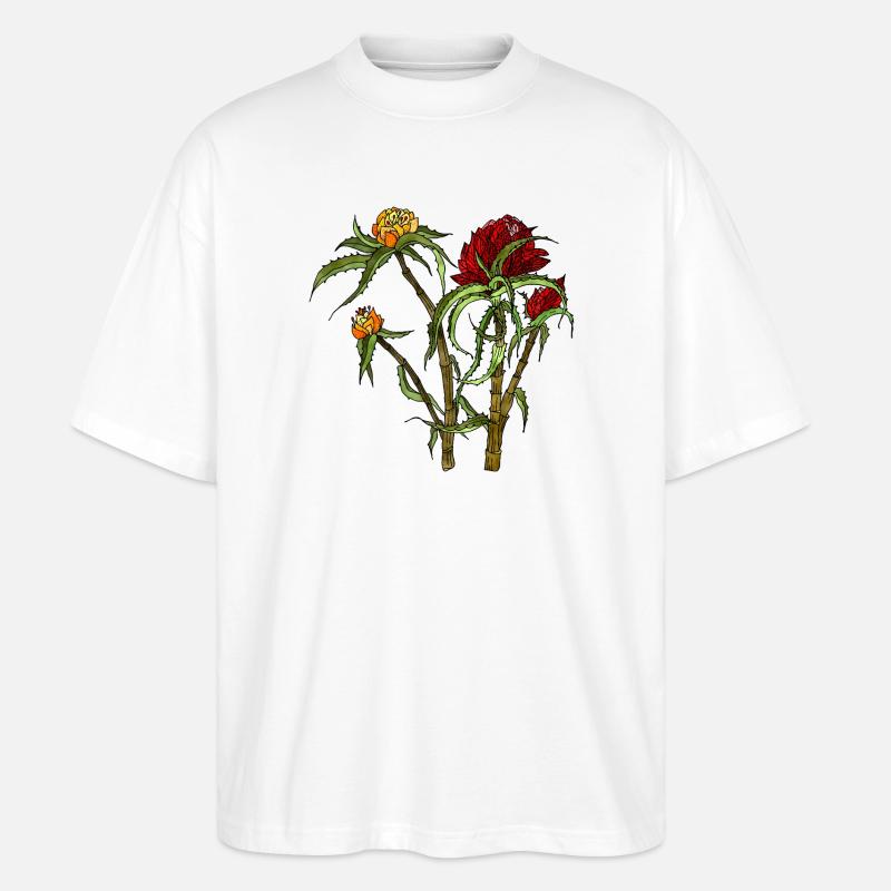 Blumen - Stanley/Stella Oversized Unisex Bio T-Shirt Blaster 2.0 - Weiß