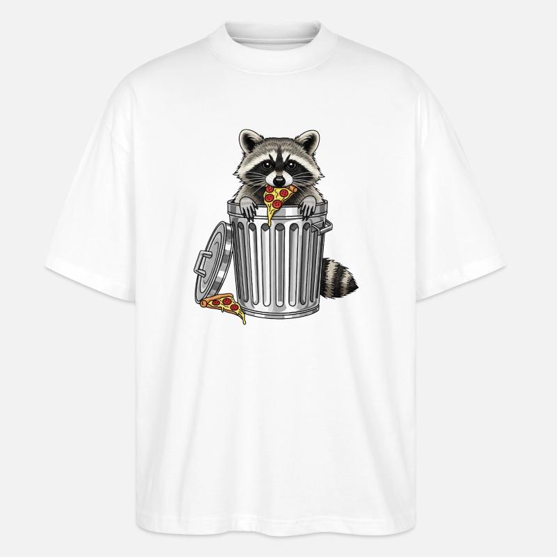 Course de pizza au raton laveur - T-shirt bio Blaster 2.0 coupe oversize Stanley/Stella Unisexe - blanc