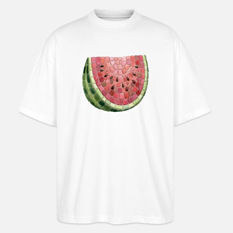 Mosaïque de pastèque - Cadeau d’art d’été - T-shirt bio Blaster 2.0 coupe oversize Stanley/Stella Unisexe - blanc