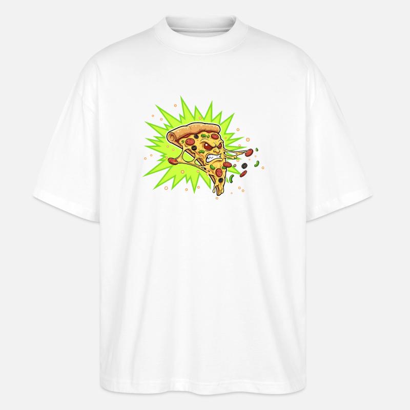 Pizzastück Aggressor Neonburst - Stanley/Stella Oversized Unisex Bio T-Shirt Blaster 2.0 - Weiß