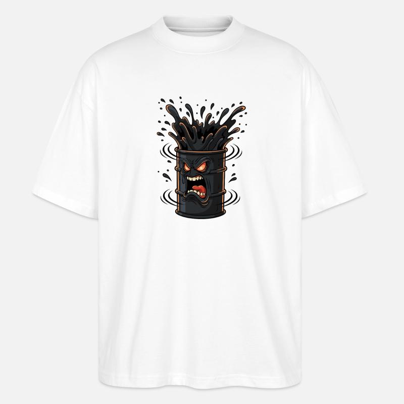 Wütender Öltank Splash - Stanley/Stella Oversized Unisex Bio T-Shirt Blaster 2.0 - Weiß