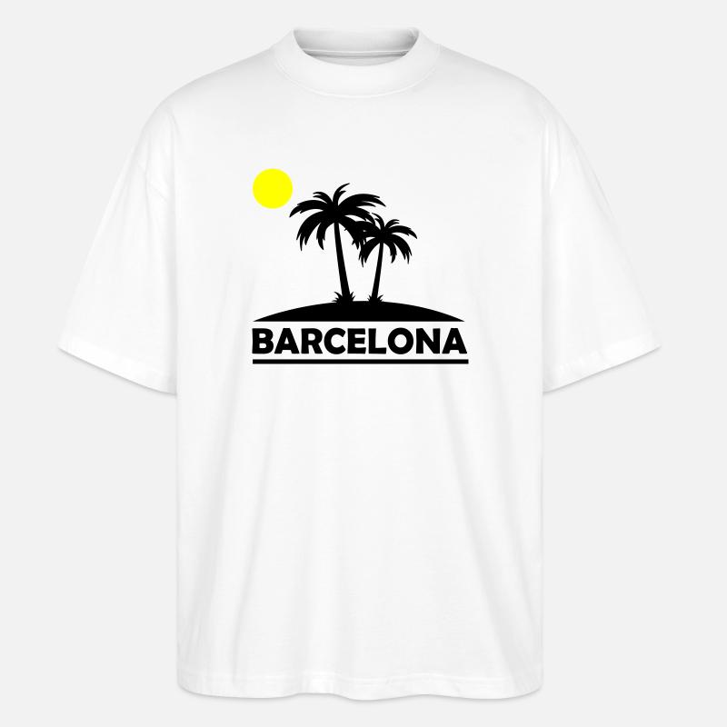 Plage de Barcelone - T-shirt bio Blaster 2.0 coupe oversize Stanley/Stella Unisexe - blanc