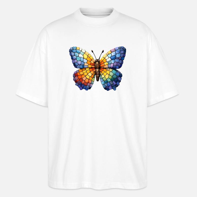 Mosaïque de papillon - Cadeau d’éventail papillon - T-shirt bio Blaster 2.0 coupe oversize Stanley/Stella Unisexe - blanc
