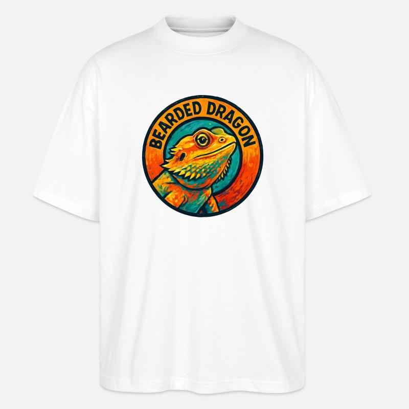 Bwearing Agame Lizard Style Bunte Gravur - Stanley/Stella Oversized Unisex Bio T-Shirt Blaster 2.0 - Weiß