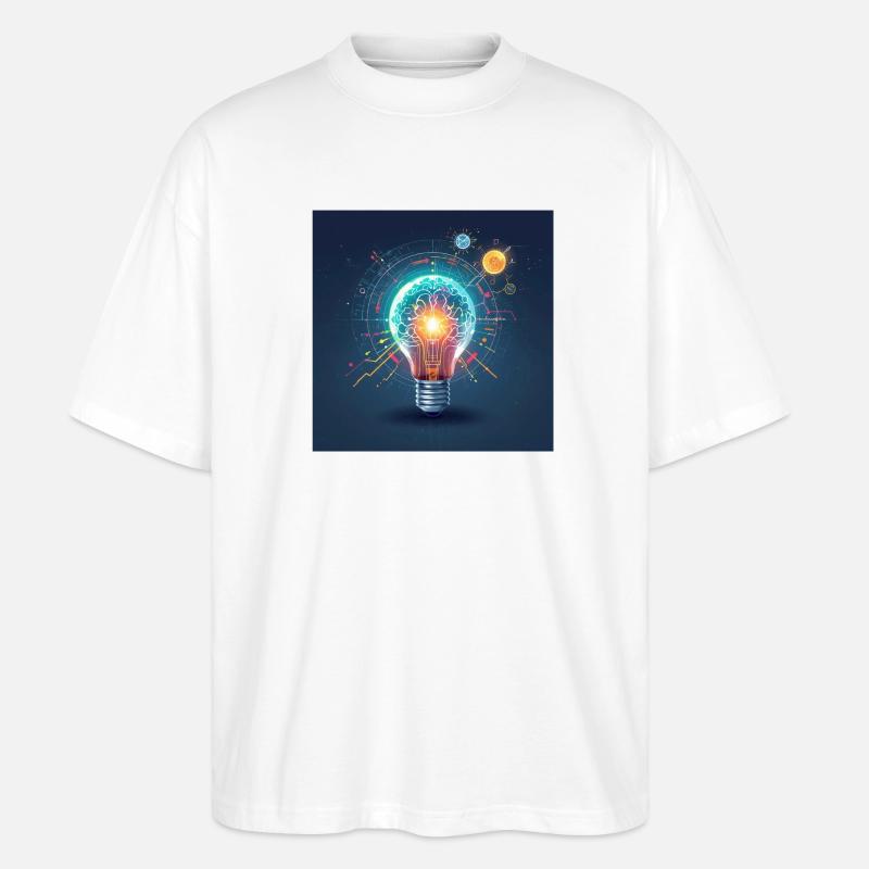 Innovation der Neon-Gehirnlampe - Stanley/Stella Oversized Unisex Bio T-Shirt Blaster 2.0 - Weiß