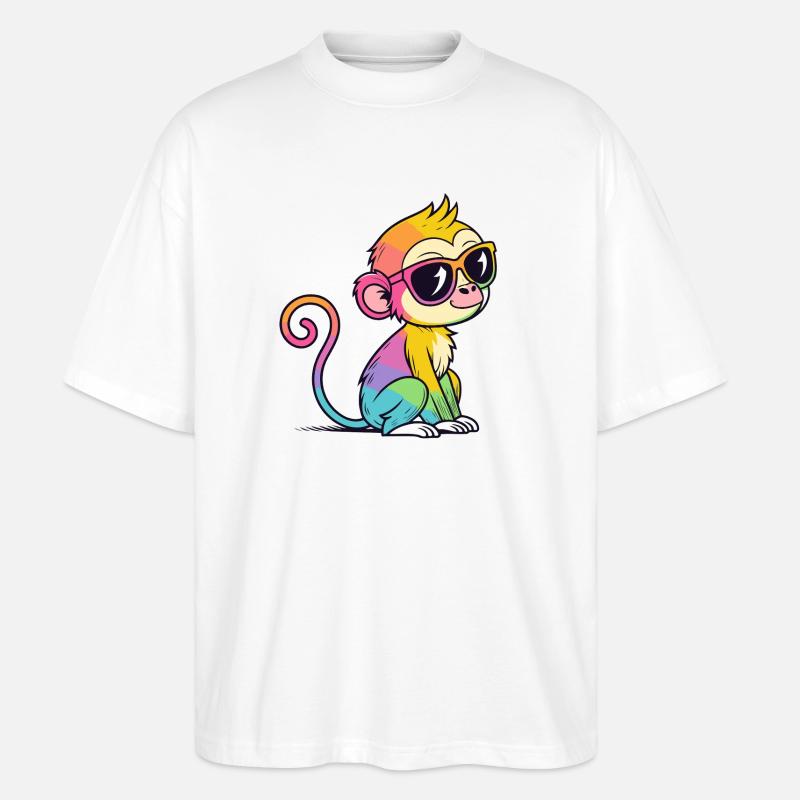 Rainbow Monkey Chic Brille - Stanley/Stella Oversized Unisex Bio T-Shirt Blaster 2.0 - Weiß
