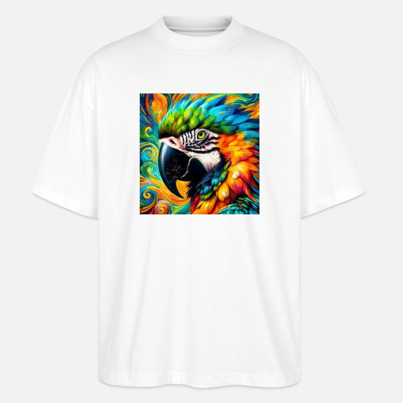 Papagei - Stanley/Stella Oversized Unisex Bio T-Shirt Blaster 2.0 - Weiß