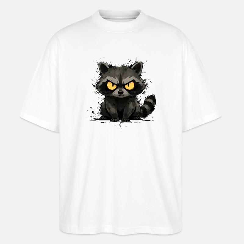 Waschbär - Grumpy & Bold Trash Panda - Stanley/Stella Oversized Unisex Bio T-Shirt Blaster 2.0 - Weiß