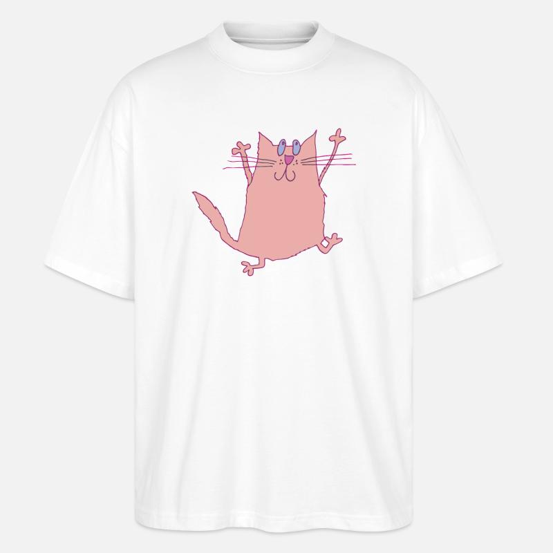 crazy cat in pink - Stanley/Stella Oversized Unisex Bio T-Shirt Blaster 2.0 - Weiß