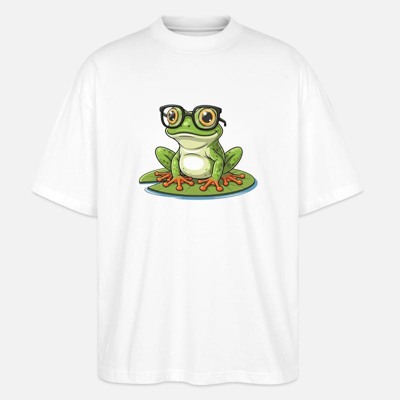 Smart Frog – lustiges Design mit Lunett - Stanley/Stella Oversized Unisex Bio T-Shirt Blaster 2.0 - Weiß