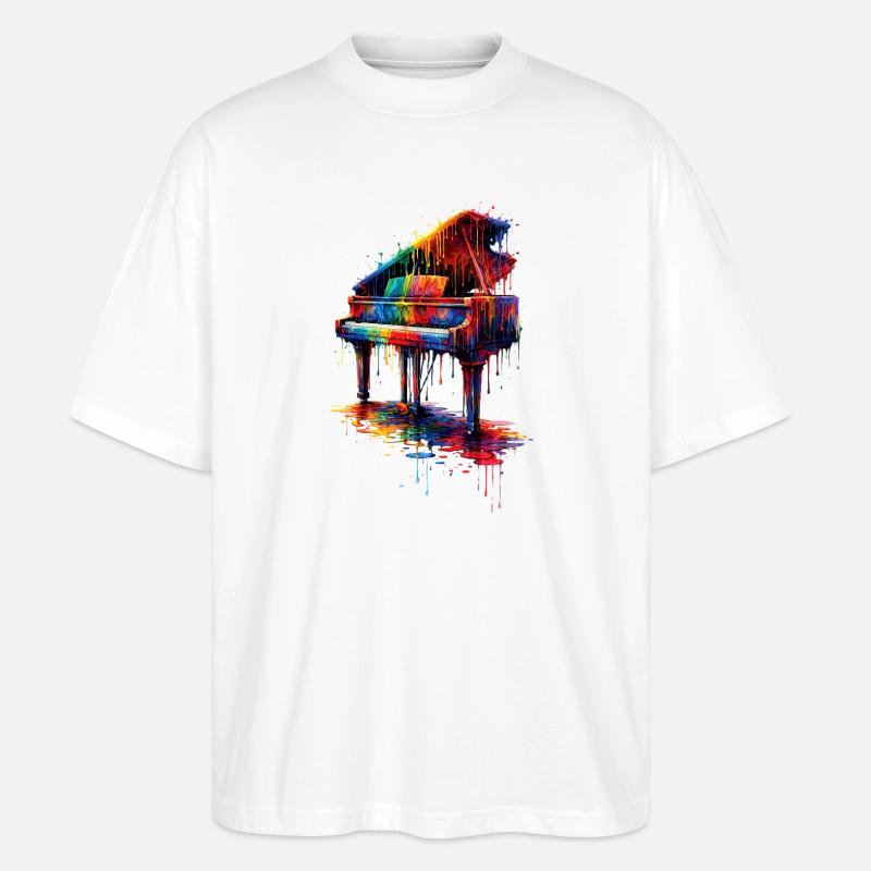 Klavier mit tropfender Farbe - Stanley/Stella Oversized Unisex Bio T-Shirt Blaster 2.0 - Weiß