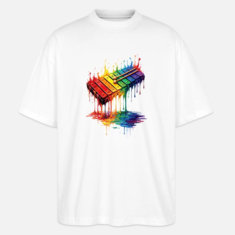 Xylophone mit tropfender Farbe - Stanley/Stella Oversized Unisex Bio T-Shirt Blaster 2.0 - Weiß