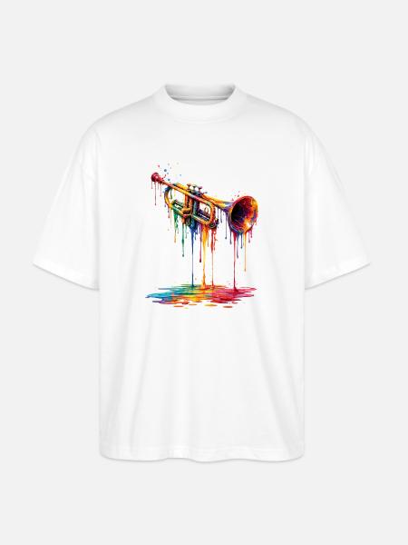 Trumpet with dripping paint - Stanley/Stella Oversized Unisex Organic T-shirt Blaster 2.0 - white