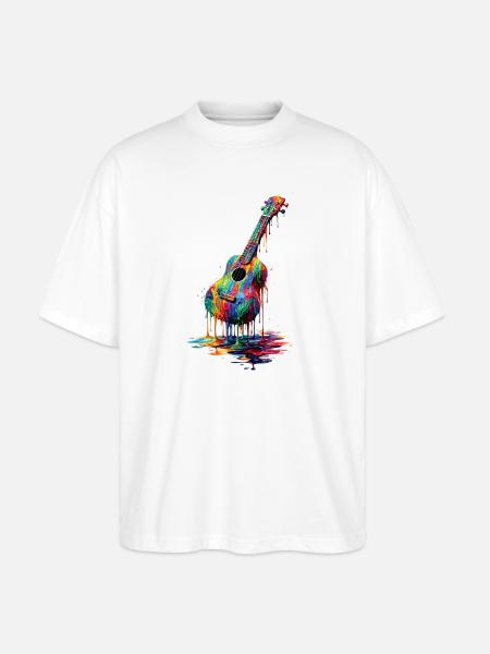 Ukulele med dryppende maling - Stanley/Stella Oversize Unisex Øko T-shirt Blaster 2.0 - hvid