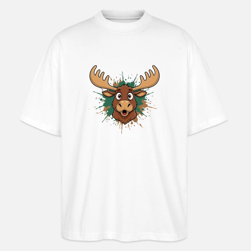 Elch Kopf Farbsplash - Stanley/Stella Oversized Unisex Bio T-Shirt Blaster 2.0 - Weiß