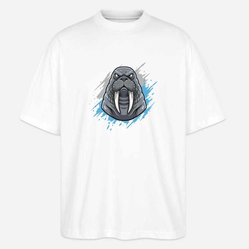 Walross im Farbsplash - Stanley/Stella Oversized Unisex Bio T-Shirt Blaster 2.0 - Weiß