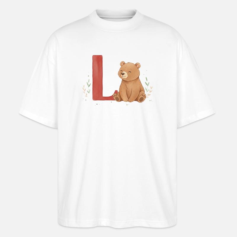 Ours aquarelle avec L rouge - T-shirt bio Blaster 2.0 coupe oversize Stanley/Stella Unisexe - blanc