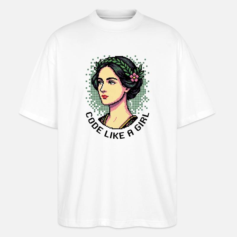 Ada Lovelace : Code comme une fille - T-shirt bio Blaster 2.0 coupe oversize Stanley/Stella Unisexe - blanc