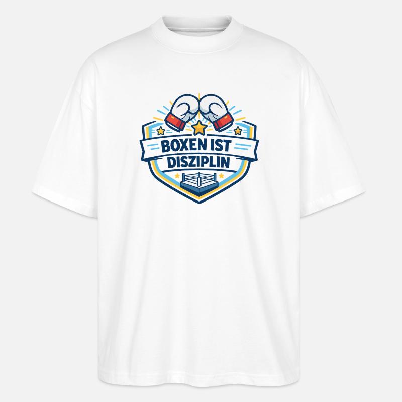 Kraftvoller Boxkampf Crest - Stanley/Stella Oversized Unisex Bio T-Shirt Blaster 2.0 - Weiß