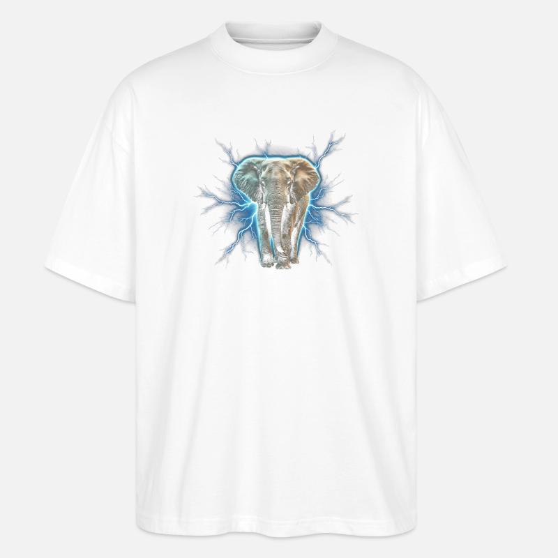 Blitzelefant mit elektrischer Aura - Stanley/Stella Oversized Unisex Bio T-Shirt Blaster 2.0 - Weiß