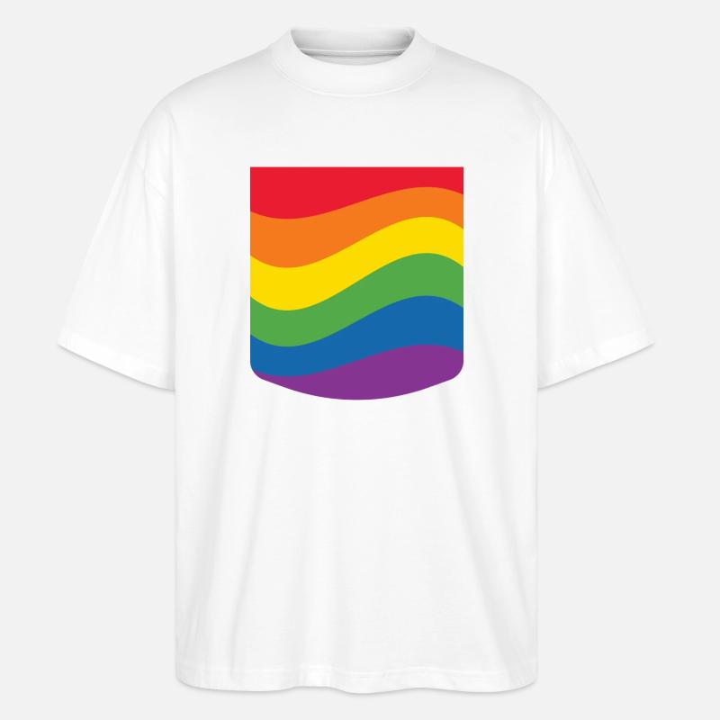 Rainbow Wave Pride Flag Minimal Design - Stanley/Stella Oversized Unisex Bio T-Shirt Blaster 2.0 - Weiß