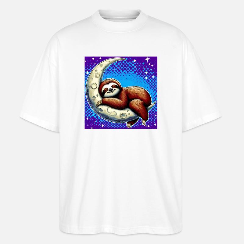 Faultier schläft auf dem Mond - Stanley/Stella Oversized Unisex Bio T-Shirt Blaster 2.0 - Weiß