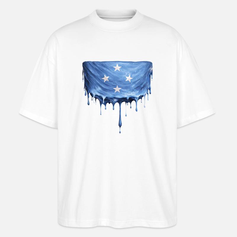 Drapeau dégoulinant de Micronésie - T-shirt bio Blaster 2.0 coupe oversize Stanley/Stella Unisexe - blanc