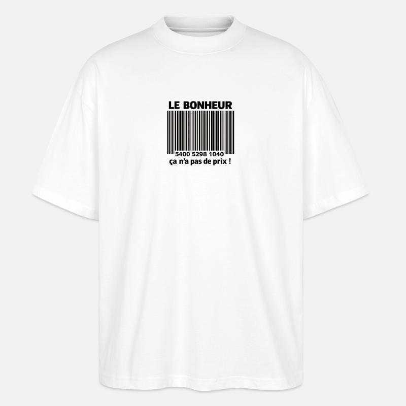 Barcodes Noirs et Blancs - T-shirt bio Blaster 2.0 coupe oversize Stanley/Stella Unisexe - blanc
