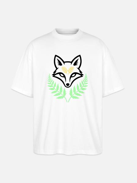 Fuchs Farn Pastell Wald Logo - Stanley/Stella Oversized Unisex Bio T-Shirt Blaster 2.0 - Weiß