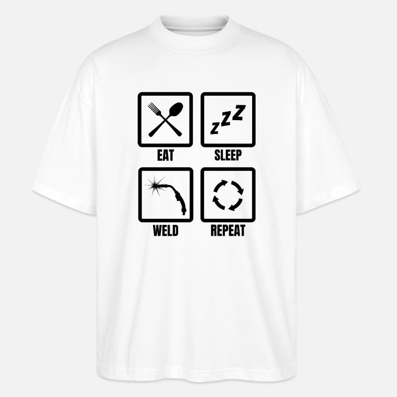 Schweißer Routine - Stanley/Stella Oversized Unisex Bio T-Shirt Blaster 2.0 - Weiß