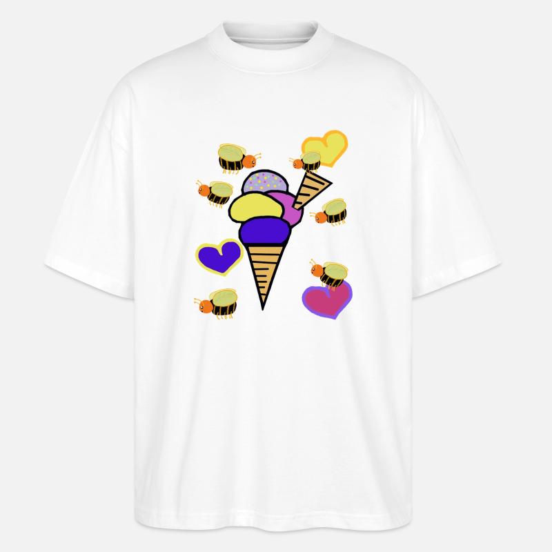 Retro Eis Eiskrem Eiscreme Bienen - Stanley/Stella Oversized Unisex Bio T-Shirt Blaster 2.0 - Weiß