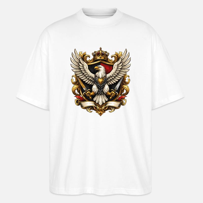 Aigle impérial avec couronne et épées - T-shirt bio Blaster 2.0 coupe oversize Stanley/Stella Unisexe - blanc