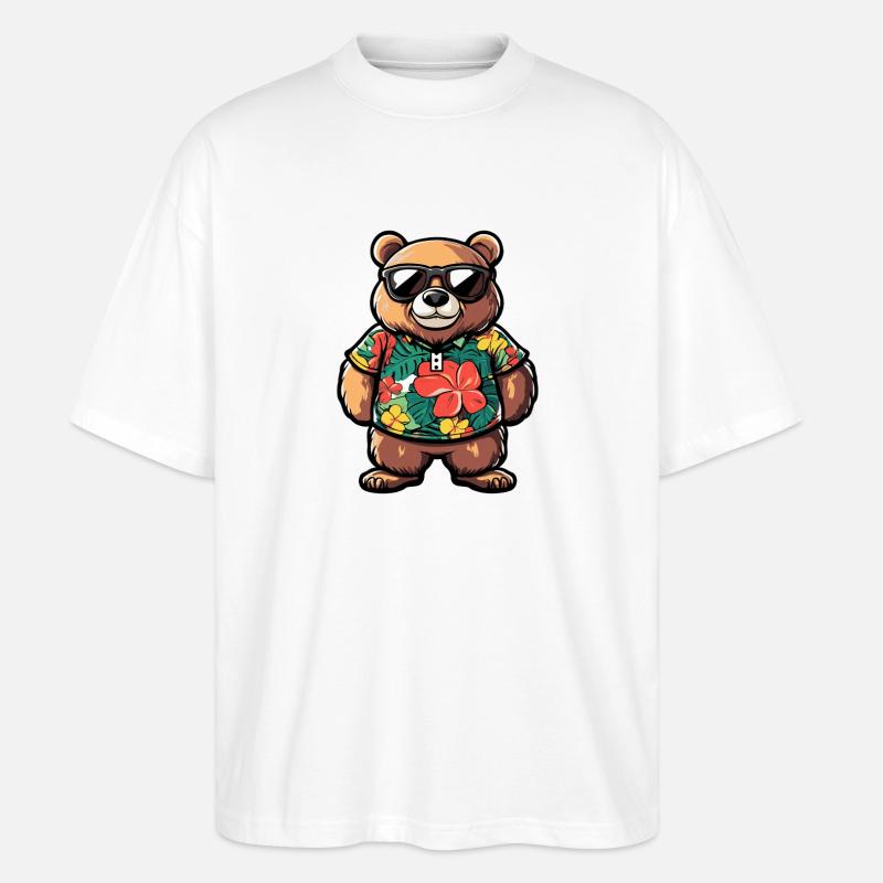 Bär Comic Urlaub - Stanley/Stella Oversized Unisex Bio T-Shirt Blaster 2.0 - Weiß