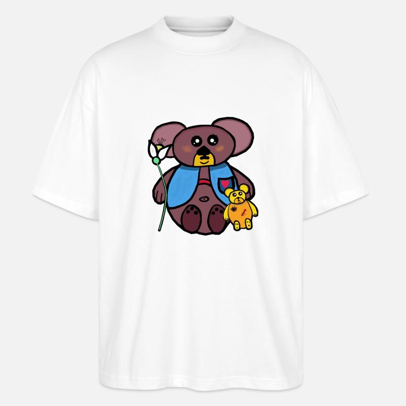 Teddy Teddybären Kinder Kind Bär - Stanley/Stella Oversized Unisex Bio T-Shirt Blaster 2.0 - Weiß