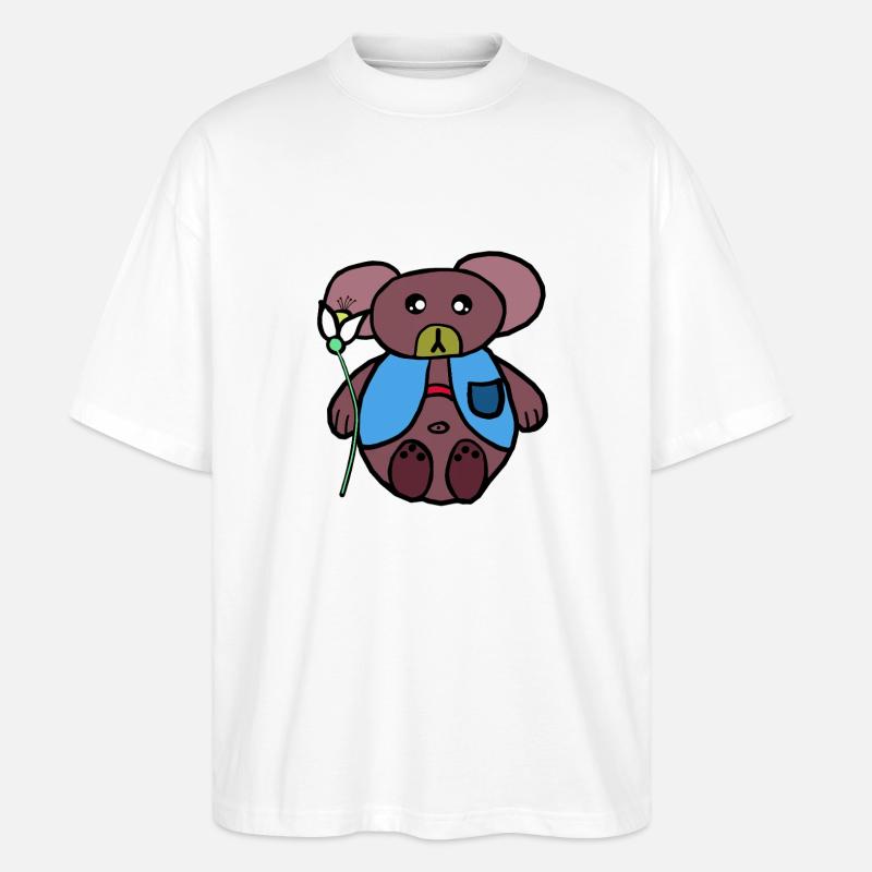 Teddy Teddybär Kinder Kind Bär Bären - Stanley/Stella Oversized Unisex Bio T-Shirt Blaster 2.0 - Weiß