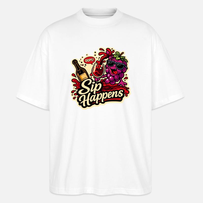 Sip Happens Grapes Comic - T-shirt bio Blaster 2.0 coupe oversize Stanley/Stella Unisexe - blanc