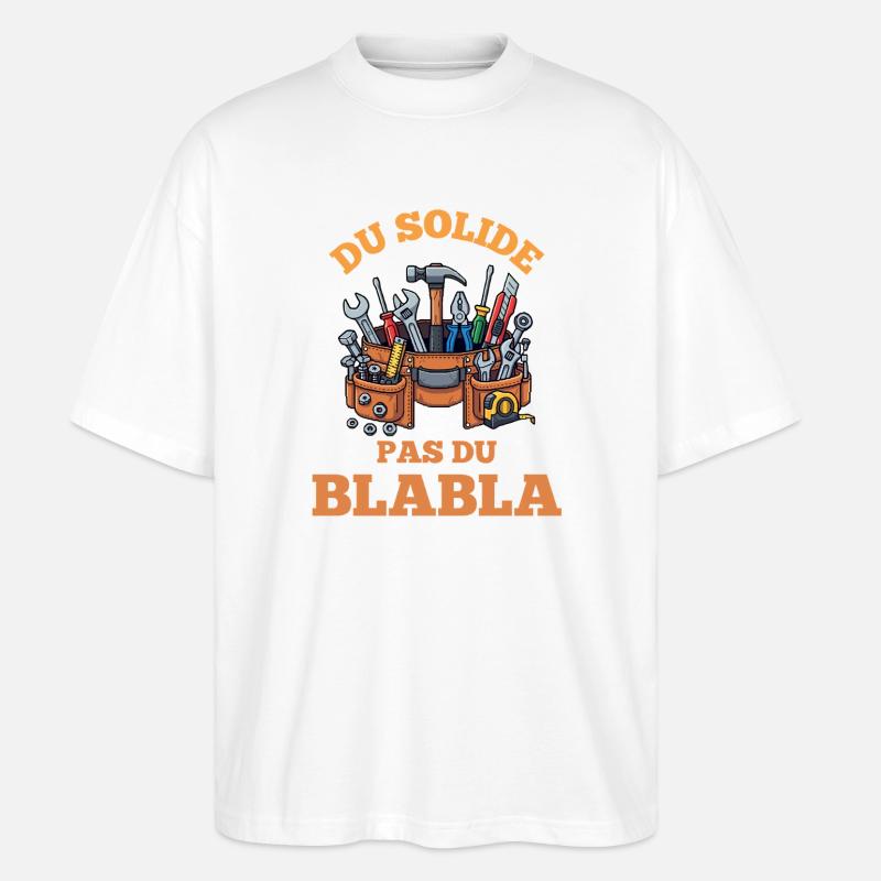 Outils Solides Pas de Bla Bla - T-shirt bio Blaster 2.0 coupe oversize Stanley/Stella Unisexe - blanc