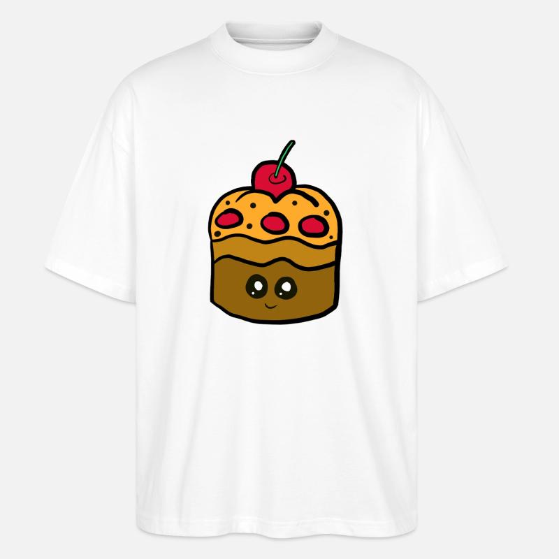 Kawaii Kuchen mit Kirsche Maffin - Stanley/Stella Oversized Unisex Bio T-Shirt Blaster 2.0 - Weiß