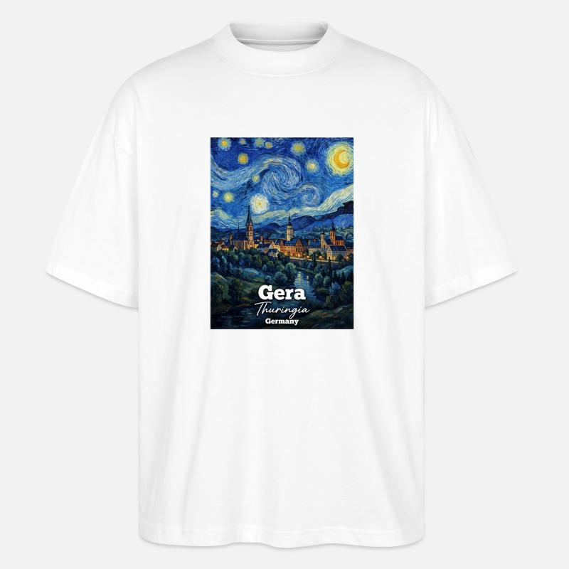 Gera Thuringia Germany Starry Night - Stanley/Stella Oversized Unisex Organic T-shirt Blaster 2.0 - white