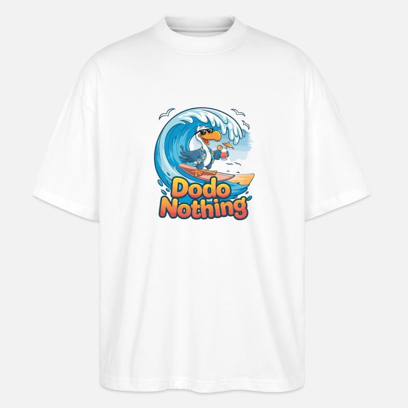 Dodo Surfer on Tropical Wave - Stanley/Stella Oversized Unisex Organic T-shirt Blaster 2.0 - white