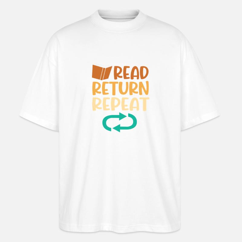 Library Book Bookworm Reading Bookworm - Stanley/Stella Oversized Unisex Organic T-shirt Blaster 2.0 - white
