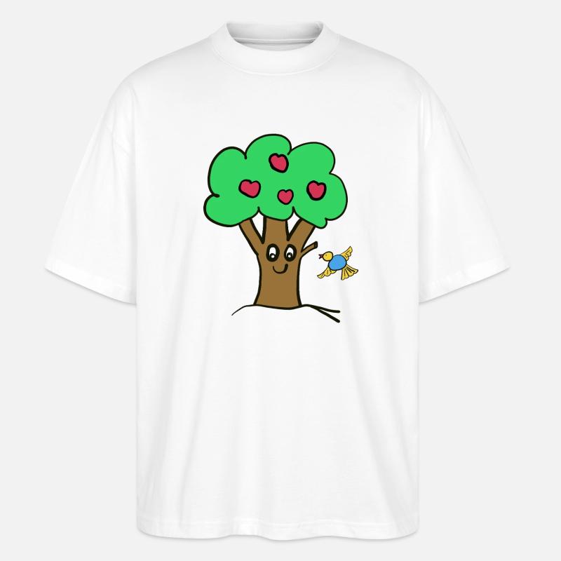 Apple Tree Tree Nature Bird - Stanley/Stella Oversized Unisex Organic T-shirt Blaster 2.0 - white