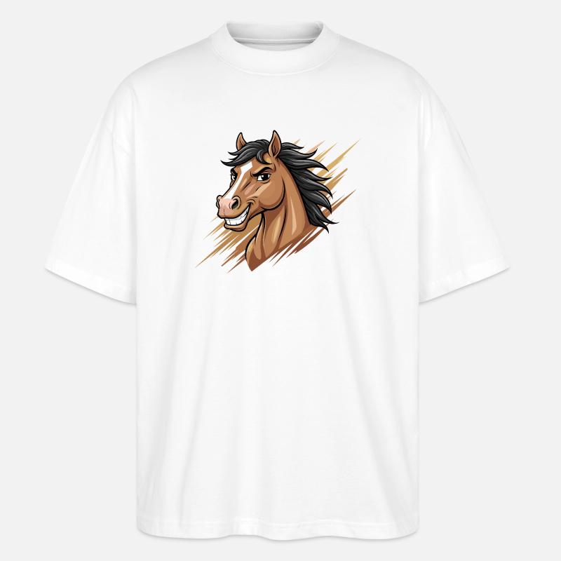 Dynamischer Cartoon-Pferdekopf - Stanley/Stella Oversized Unisex Bio T-Shirt Blaster 2.0 - Weiß