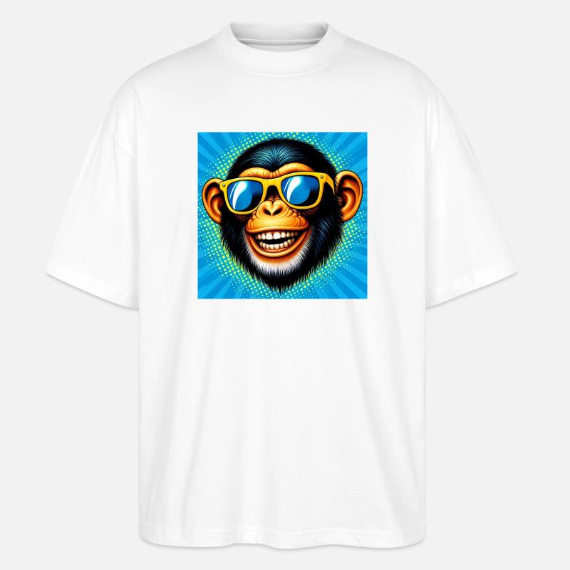 Schimpansen-Affe - Stanley/Stella Oversized Unisex Bio T-Shirt Blaster 2.0 - Weiß