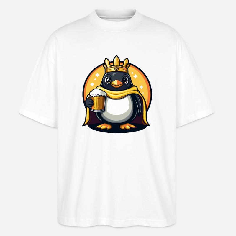 Pinguin Bier Lustig - Stanley/Stella Oversized Unisex Bio T-Shirt Blaster 2.0 - Weiß