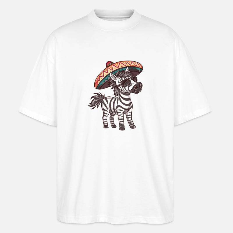 Zebra Comic Lustig Sombrero - Stanley/Stella Oversized Unisex Bio T-Shirt Blaster 2.0 - Weiß