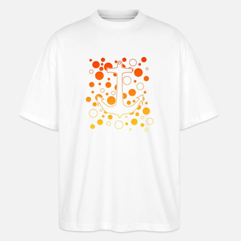 Leuchtender Anker mit Bubbles - Stanley/Stella Oversized Unisex Bio T-Shirt Blaster 2.0 - Weiß