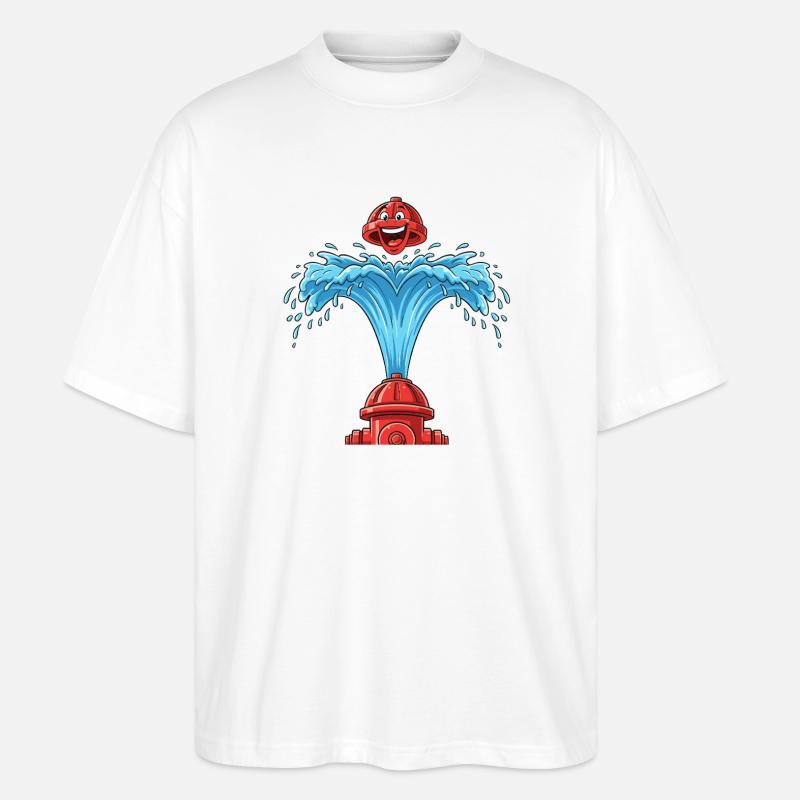 Heart bubbles from hydrant - Stanley/Stella Oversized Unisex Organic T-shirt Blaster 2.0 - white