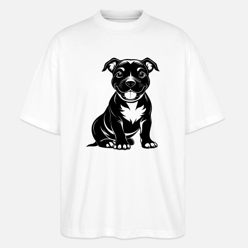 Süßer, glücklicher Pitbul - Stanley/Stella Oversized Unisex Bio T-Shirt Blaster 2.0 - Weiß