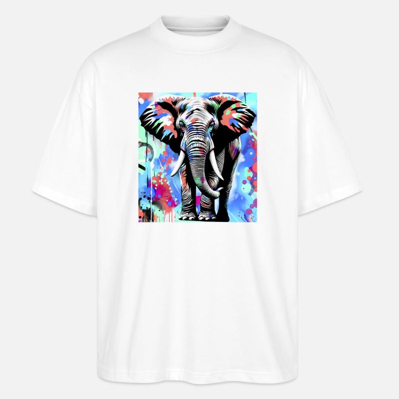 éléphant - T-shirt bio Blaster 2.0 coupe oversize Stanley/Stella Unisexe - blanc